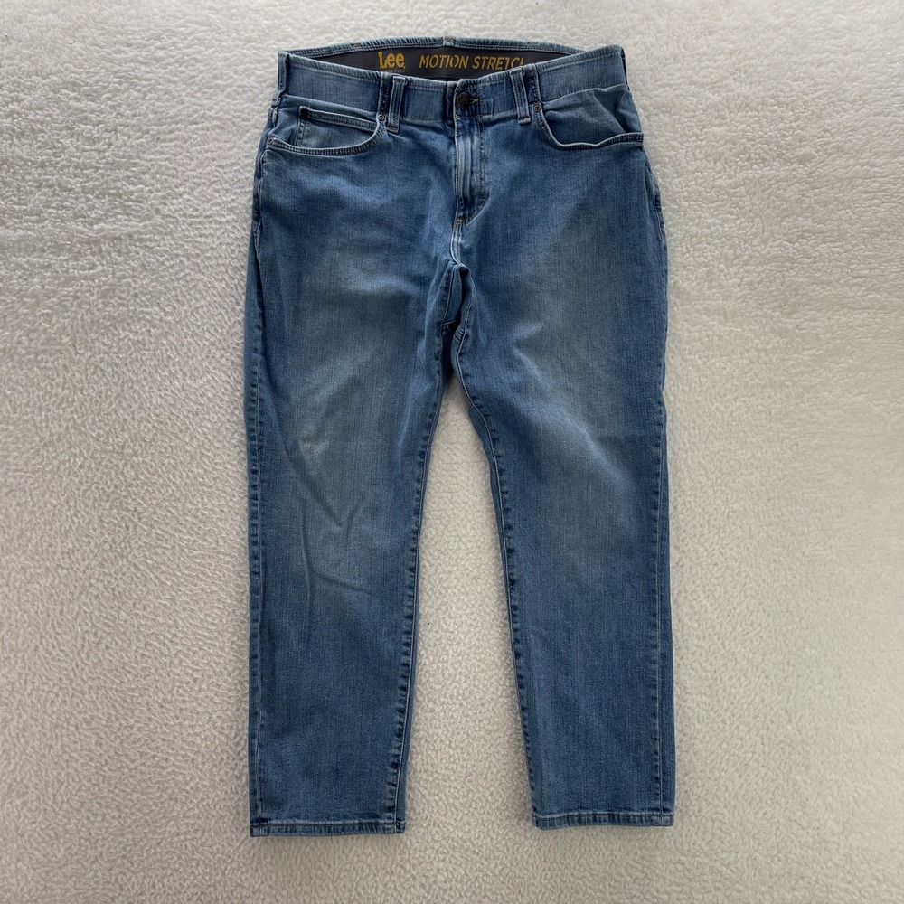 Lee Jeans Mens 34X30 Blue Extreme Motion Straight Tapered Stretch Denim Workwear